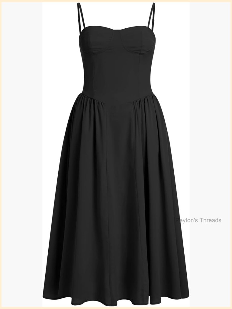 Corset Sundress With Pockets Adjustable Straps Flowy Midi Dress